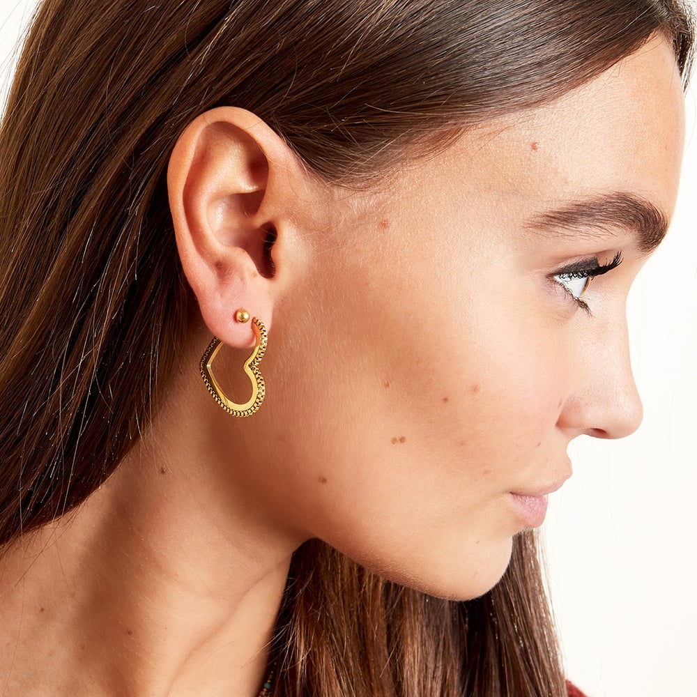 Earrings twisted heart Gold Color Stainless Steel h5Picture3